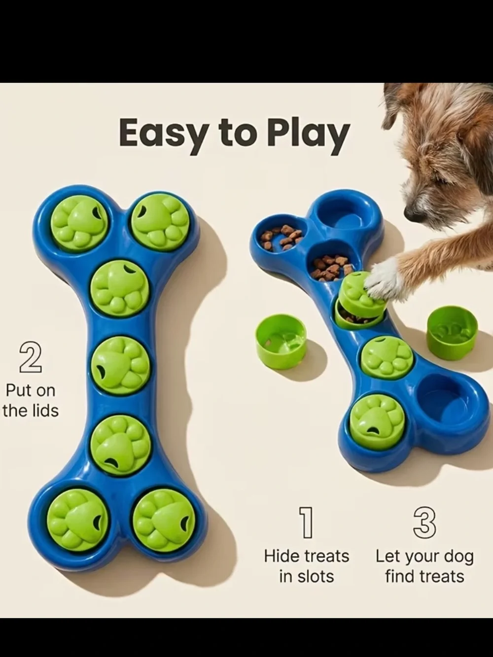 Dog Interactive Puzzle Toy - Blue & Green Slow Feeder for Dogs